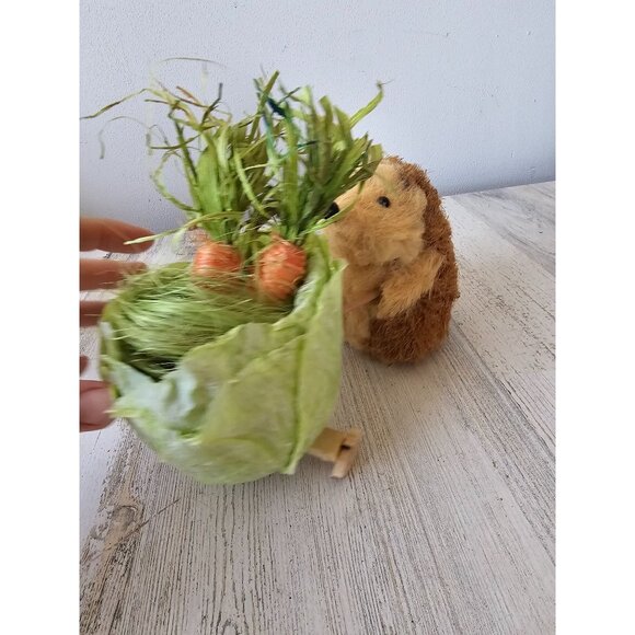 Bottle brush Sisal hedgehog lettuce cart spring Easter decor carrot unique shabb - Picture 5 of 7